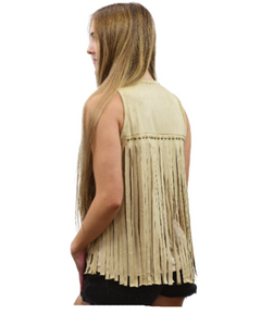 Layla beiges Fransen T-Shirt Westernshirt Westernwear mit Nieten Line Dance