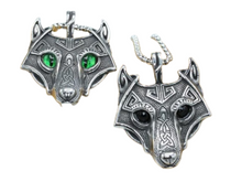 Lade das Bild in den Galerie-Viewer, Spirit Wolf Dual Eyes Edelstahlkette mit Wolfskopf-Anhänger
