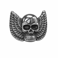 Lade das Bild in den Galerie-Viewer, Ring Edelstahl „Winged Skull Power“ – Totenkopf mit Flügeln Biker Rocker
