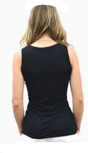 Damen Zip-Top Shirt mit Fleur-de-Lis & Glitzersteinen – Schwarz
