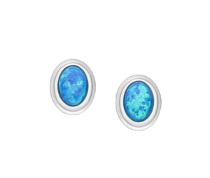 "Ozeanträume" – Ohrstecker mit synthetischem Opal in 925er Silber