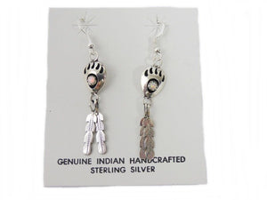 Ohrringe Ohrhänger 925er Sterling Silber, Bärentatzen und Opal Navajo Indianer