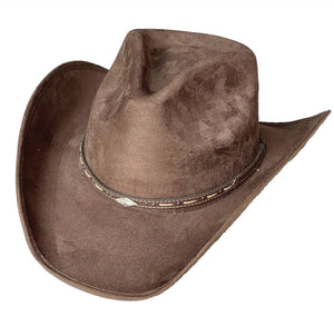 Brauner Cowboyhut mit Lederhutband Westernhut Velour