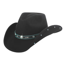 Lade das Bild in den Galerie-Viewer, Chickasaw Bullhide Hats Cowboyhut Wollfilz schwarz Line Dance Größe 53-56

