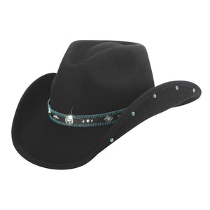 Chickasaw Bullhide Hats Cowboyhut Wollfilz schwarz Line Dance Größe 53-56
