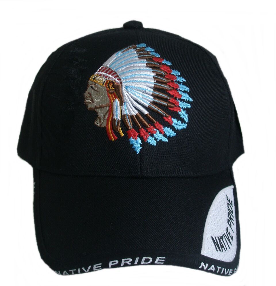 Basecap Cap, Mütze mit Schild bestickt Native Pride Indianer schwarz