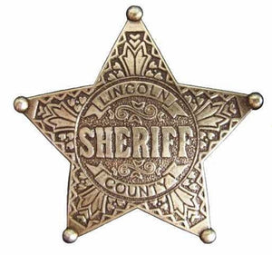 Anstecker Pin Button Sheriff Stern Lincoln County messingfarben