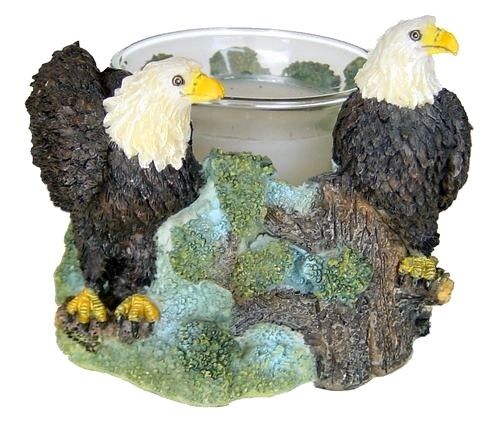 Teelicht Teelichthalter mit Adler handbemalt aus Polyresin