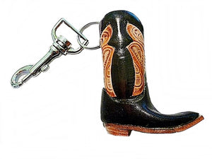 Schlüsselanhänger Schlüsselring m. Karabiner Cowboystiefel echt Leder Handarbeit