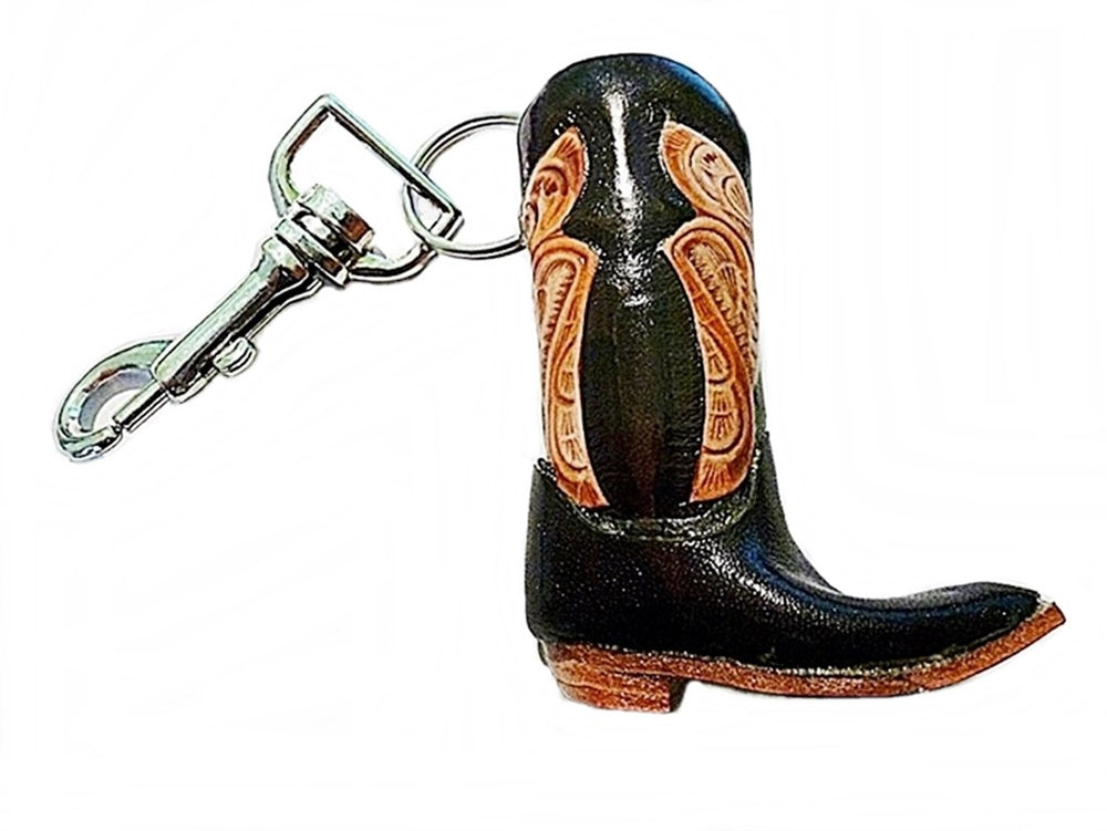 Schlüsselanhänger Schlüsselring m. Karabiner Cowboystiefel echt Leder Handarbeit