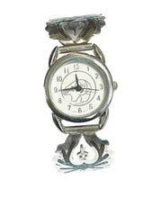 Lade das Bild in den Galerie-Viewer, Thunderbird Damen Armband Uhr Quartz 925 Silber &amp; Edelstahl Türkis Navajo
