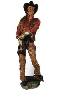 Großer Cowboy mit Colt, Chaps und Weste Figur 46 cm groß Handbemalt