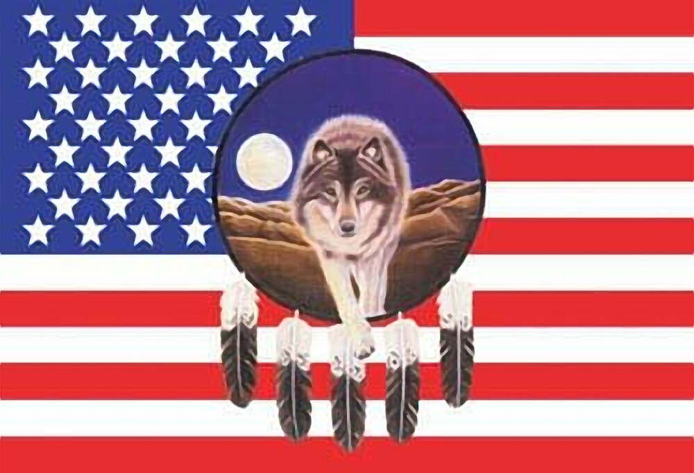 Flagge Indianer Wolf - 90 X 150 Cm - Foto 2
