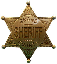 Lade das Bild in den Galerie-Viewer, Anstecker Pin Button Sheriff Stern Grand County messingfarben
