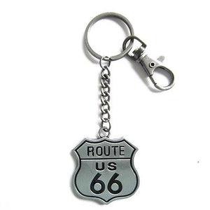 Schlüsselanhänger Schlüsselring mit Karabiner Route 66
