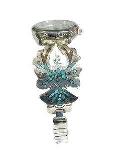 Thunderbird Damen Armband Uhr Quartz 925 Silber & Edelstahl Türkis Navajo