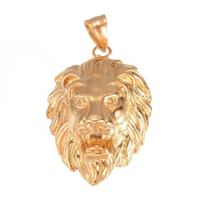 Lade das Bild in den Galerie-Viewer, Anhänger Kettenanhänger aus Edelstahl 316 goldfarben Löwe Löwenkopf
