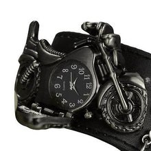 Lade das Bild in den Galerie-Viewer, Armbanduhr Quartzuhr Bikeruhr Lederarmband Motorrad Colt schwarz
