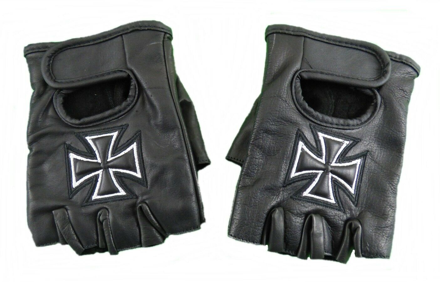 fingerlose biker handschuhe Fingerlose Echt Leder Handschuhe ohne Finger schwarz Eisernes Kreuz Bi – westernlifestyle