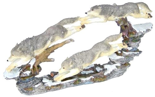 Deko, Dekoration, Wolfsrudel 5 Wölfe Wolf Figur handbemalt aus Polyresin