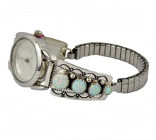 Lade das Bild in den Galerie-Viewer, Damen - Armbanduhr Indianerschmuck der Navajo Indianer Sterling Silber Opal
