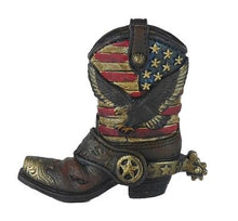 Lade das Bild in den Galerie-Viewer, Dekofigur Stiftehalter Stiftebox Vase Cowboystiefel Stiefel Flagge USA Adler
