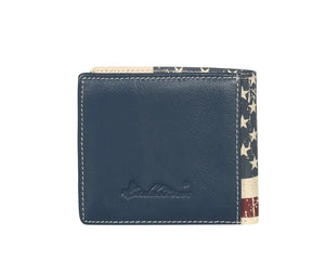 Herren Damen Geldbörse Portemonnaie Geldbeutel, Flagge USA, Echt Leder