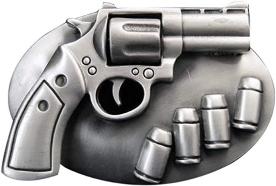 Buckle mit Revolver Colt Patrone Western Gürtelschnalle Gürtelschließe