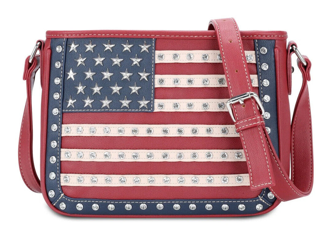 Stars & Stripes Flagge USA Westerntasche Schultertasche Handtasche rot