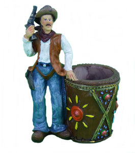 Dekofigur Stiftehalter Stiftebox Vase Cowboy Westerndekoration Colt Winchester