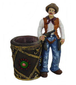Dekofigur Stiftehalter Stiftebox Vase Cowboy Westerndekoration Colt Winchester