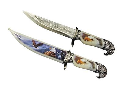 Deko Messer Brieföffner mit Scheide Weißkopfseeadler weiß ziselierte Klinge