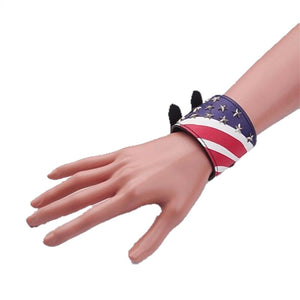 Armband Lederarmband echt Leder schwarz mit Flagge USA