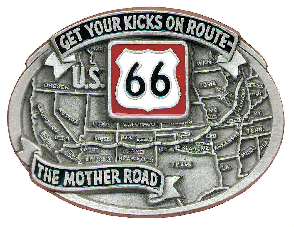 Buckle Gürtelschnalle Gürtelschließe Westernbuckle Route 66 USA lizensiert