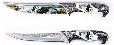Deko Messer Brieföffner mit Scheide Weißkopfseeadler weiß ziselierte Klinge