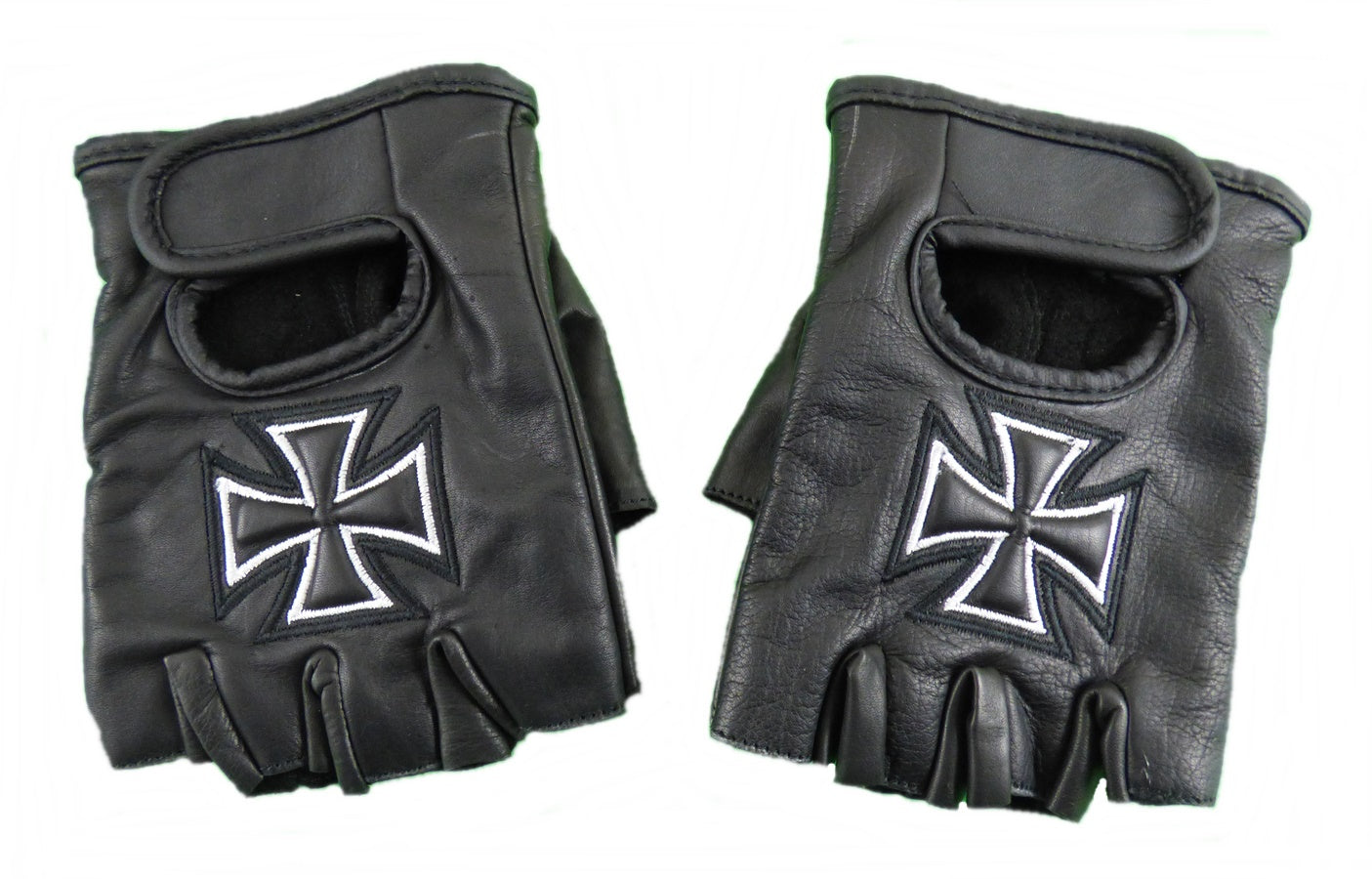 handschuhe echtes leder Fingerlose Echt Leder Handschuhe ohne Finger schwarz Eisernes Kreuz Bi – westernlifestyle