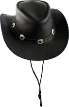 Lade das Bild in den Galerie-Viewer, Lederhut Westernhut Hut schwarz Leder Hutband mit Conchas

