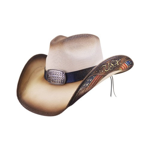 Dallas Hats Damen Herren Cowboyhut Liberty 1 Strohhut Flagge USA