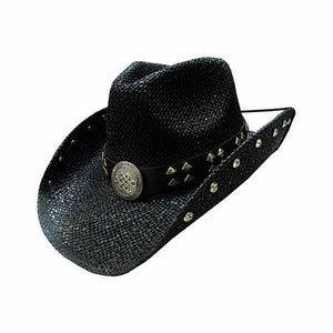Dallas Hats Cowboyhut schwarzer Strohhut Sara Gr. S - XL