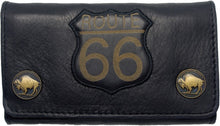 Lade das Bild in den Galerie-Viewer, Brieftasche Wallet Geldbörse Geldbeutel feinstes Rindleder mit Kette Route 66
