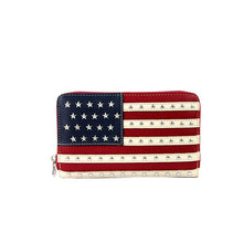 Lade das Bild in den Galerie-Viewer, Brieftasche Gelenktasche große Geldbörse mit Smartphone - Fach Flagge USA Strass
