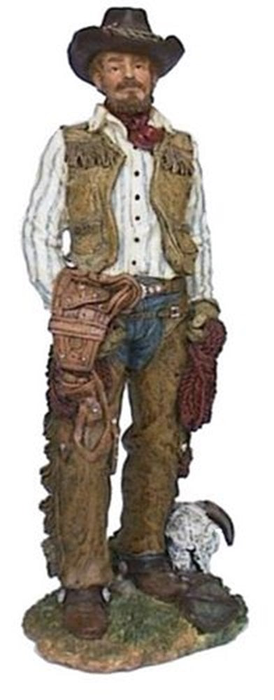 Deko Western Cowboy mit Lasso Figur 32 cm groß handbemalt aus Polyresin