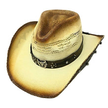 Lade das Bild in den Galerie-Viewer, Bullhide Hats Cowboyhut Strohhut Hut Sun mit Leder unter Krempe Pferd reiten
