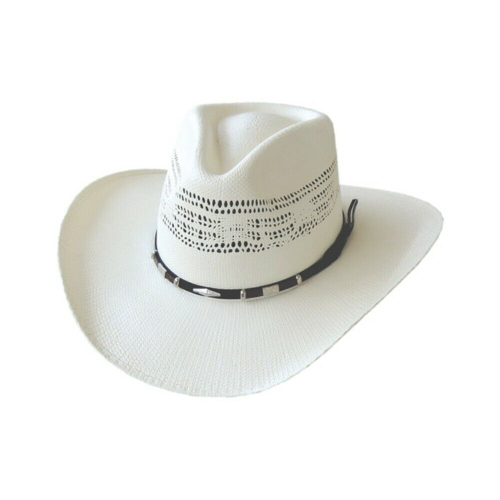 Dallas Hats Strohhut Cowboyhut PHI 2 Creme weiß mit Lederhutband Western reiten