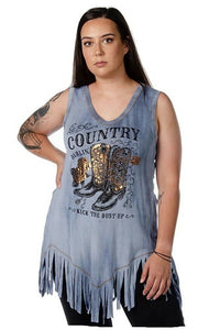 T-Shirt Country Darlin Westernshirt Westernwear Fransen Line Dance Western