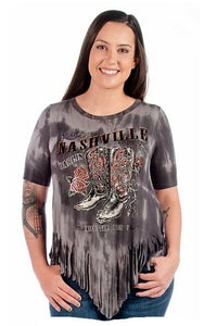 T-Shirt Nashville Darlin Westernshirt Westernwear Fransen Line Dance Western