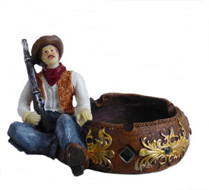 Aschenbecher im Westernstyle, Western Cowboy Colt / Winchester handbemalt