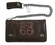 Lade das Bild in den Galerie-Viewer, Brieftasche Wallet Geldbörse Geldbeutel feinstes Rindleder mit Kette Route 66
