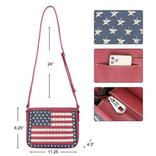 Lade das Bild in den Galerie-Viewer, Stars &amp; Stripes Flagge USA Westerntasche Schultertasche Handtasche rot
