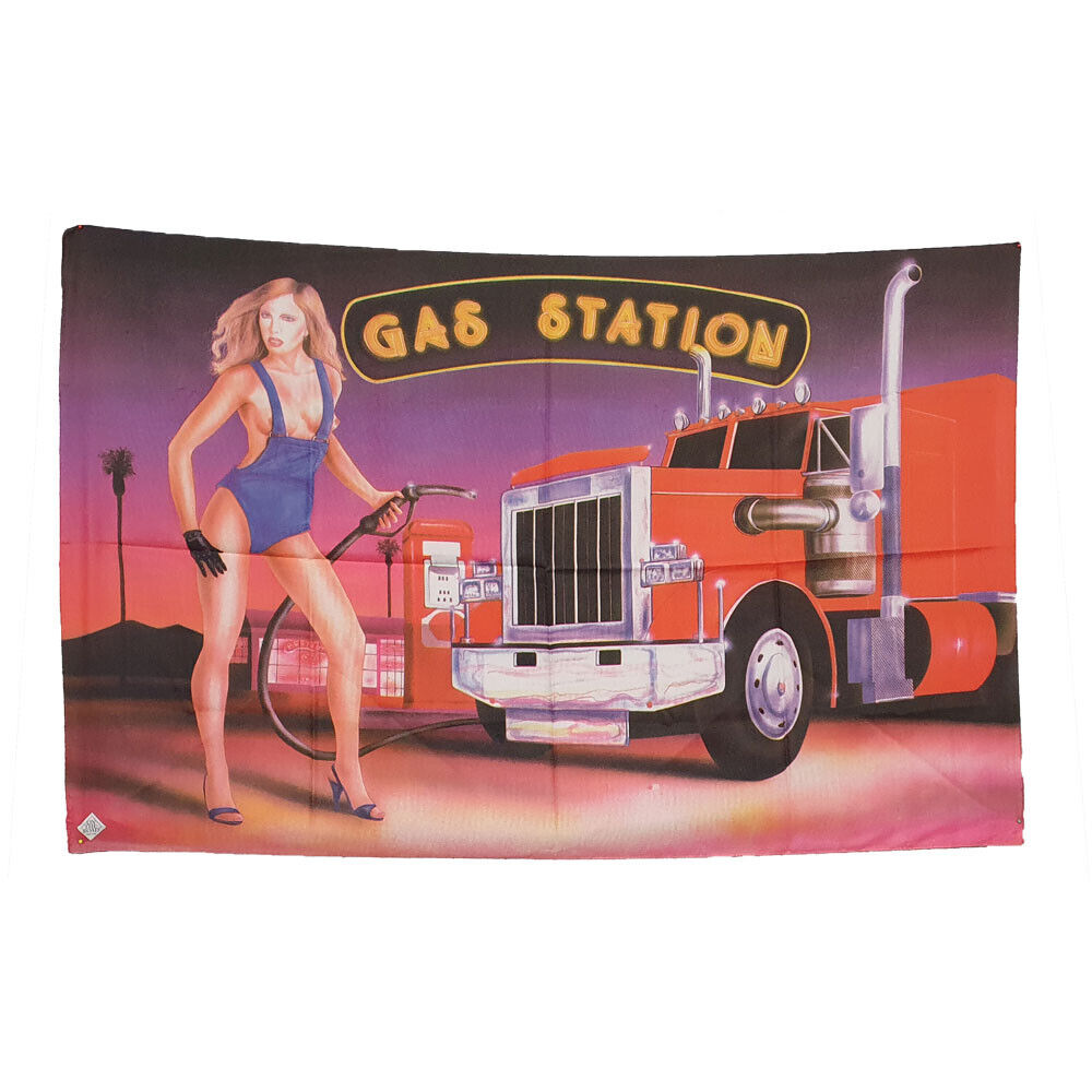 Gas Station Posterflagge Flagge Fahne Truck Pin Up Girl